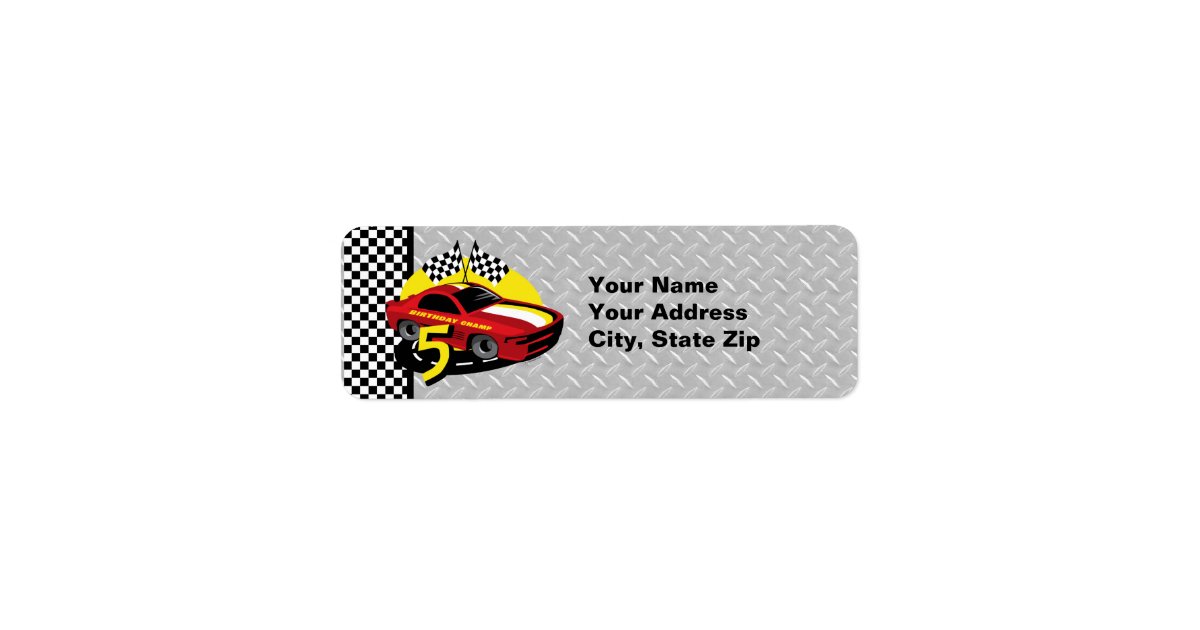 Race Car 5th Birthday Label | Zazzle