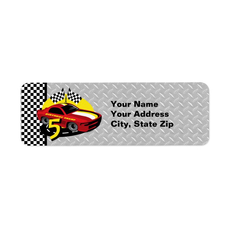 Race Car 5th Birthday Label | Zazzle