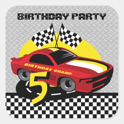 Race Car 5th Birthday Sticker