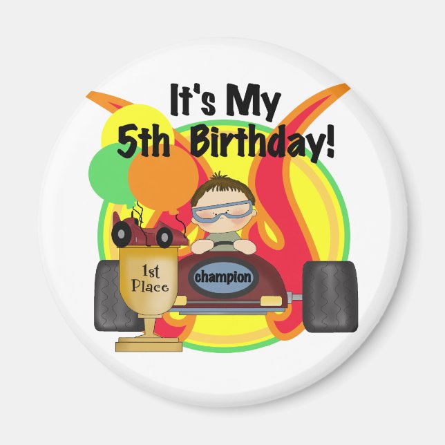 Race Car 5th Birthday T-shirts and Gifts Magnet (Front)