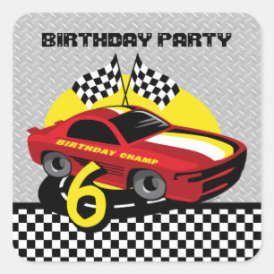Race Car 6th Birthday Sticker