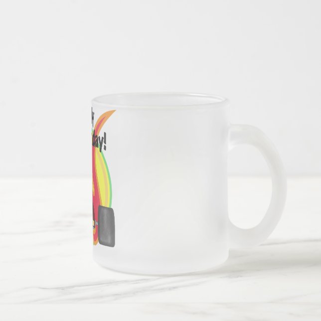 Race Car 6th Birthday Tshirts and Gifts Frosted Glass Coffee Mug (Right)