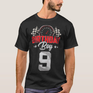 Race Car 9th Birthday Boy Party Racing 9 year old T-Shirt