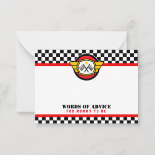 Race Car Advice Cards Baby Shower
