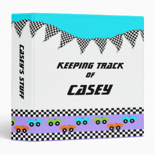 Race Car and Checker Flags 3 Ring Binder
