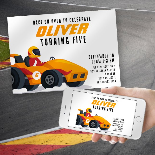 Race Car Any Age Birthday Party Invitation (Creator Uploaded)