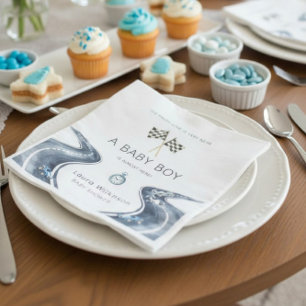 Race Car Baby Boy A Baby Is Almost Here Party Napk Napkins