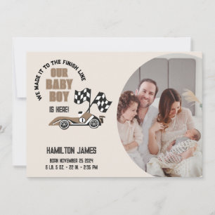 Race Car Baby Boy Birth Announcement