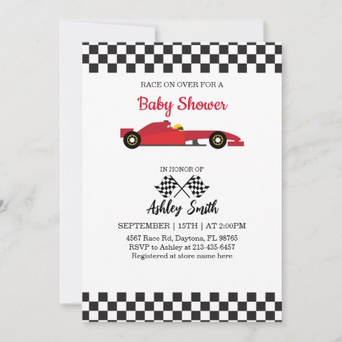 Race Car Baby Boy Shower Invitation