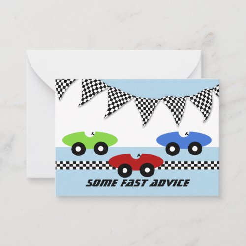 Race Car Baby Shower Advice Cards