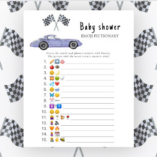 Race car baby shower - baby emoji pictionary game