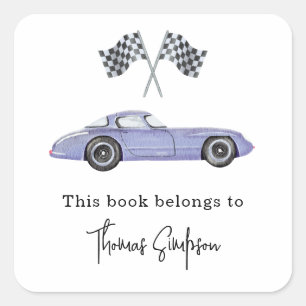 Race car - baby shower bookplate