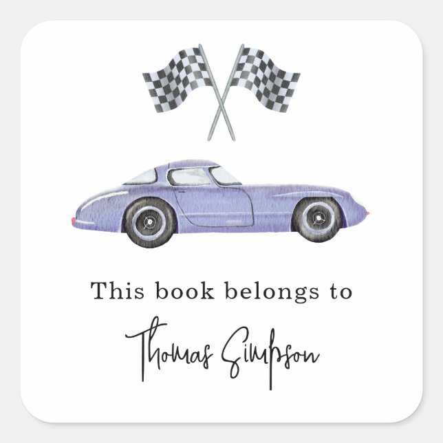 Race car - baby shower bookplate (Front)