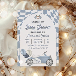 Race Car Baby Shower Boy Blue Race Car Shower Invitation