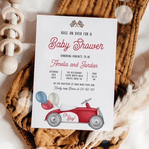 Race Car Baby Shower Boy Red Race Car Shower Invitation
