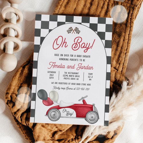 Race Car Baby Shower Boy Red Race Car Shower Invitation