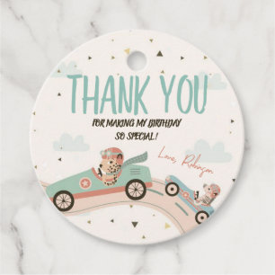 Race Car Baby Shower Circle Thank You Favor Tag