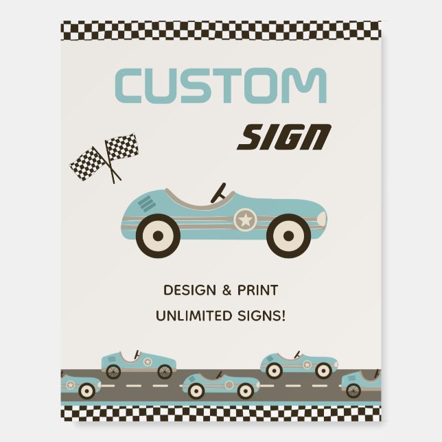 Race Car Baby Shower Custom Sign Foam Boards (Front)