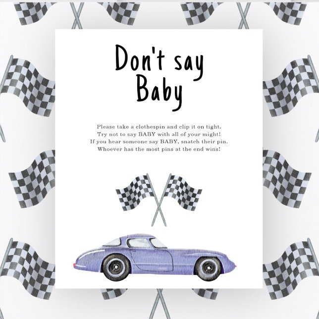 Race car baby shower Don't say baby Poster (Creator Uploaded)