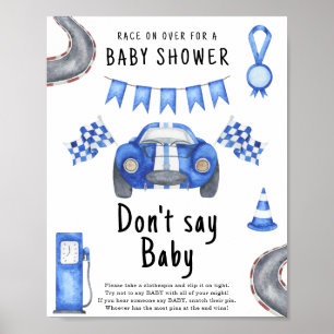 Race car baby shower Don't say baby Poster