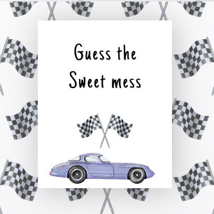 Race car baby shower Guess the sweet mess Poster