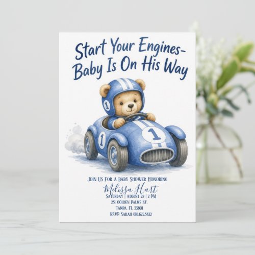 Race Car Baby Shower Invitation