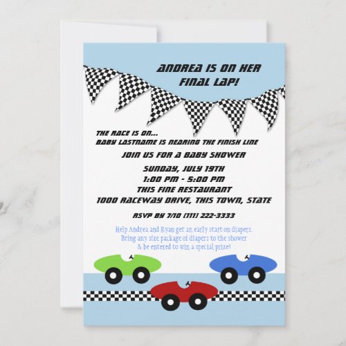 Race Car Baby Shower Announcement