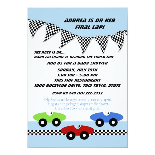 Race Car Baby Shower Invitation Zazzle Race Car Baby Shower Invitation