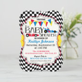 Race Car Baby Shower Invitation Card (Standing Front)