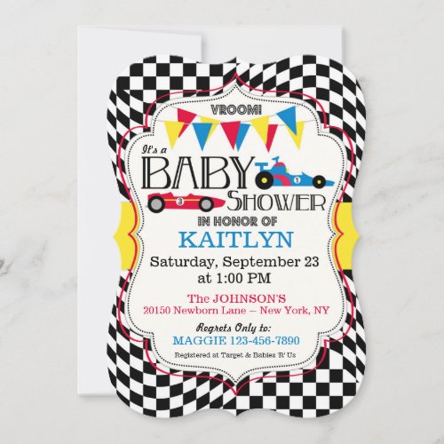 Race Car Baby Shower Invitation Card