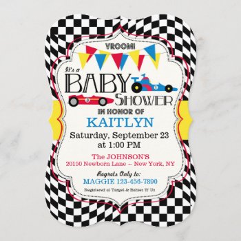 Race Car Baby Shower Invitation Card by NouDesigns at Zazzle