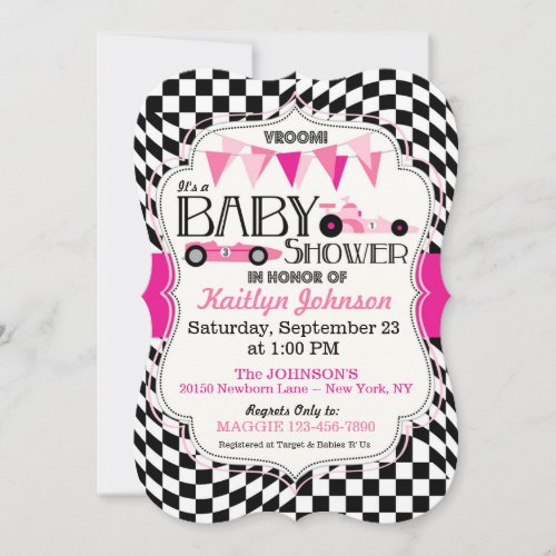 Race Car Baby Shower Invitation Card