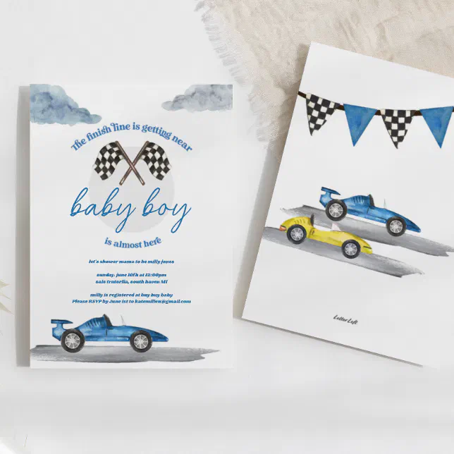 Race Car Baby Shower Invitations | Zazzle