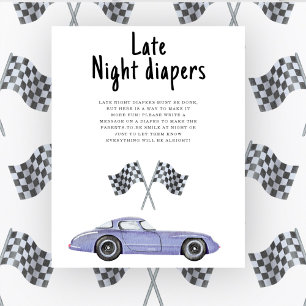 Race car baby shower Late Night diapers Poster