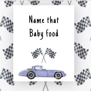 Race car baby shower Name that baby food Poster