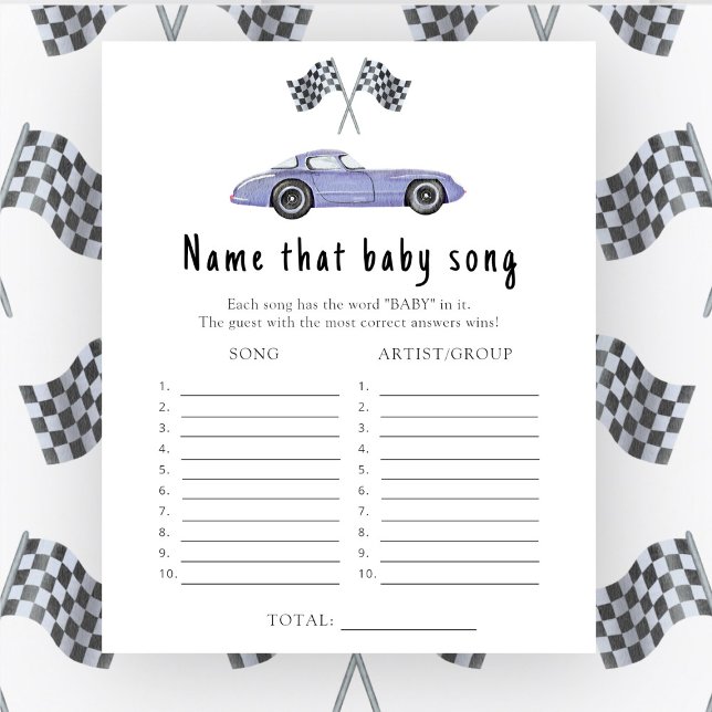 Race car baby shower Name that Baby Song (Creator Uploaded)