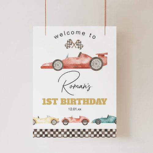 Race Car Baby Shower or Birthday Welcome Sign