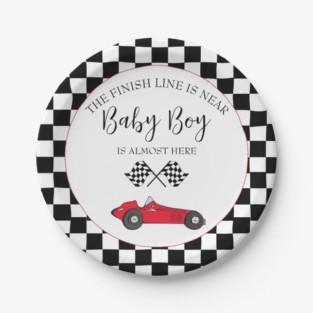Race Car Baby Shower Paper Plates (Front)