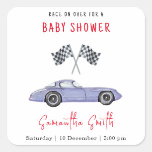 Race Car Baby Shower Square Sticker