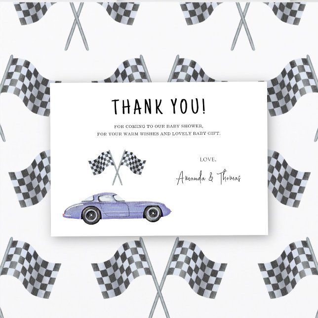 Race car Baby Shower - thank you Card (Creator Uploaded)
