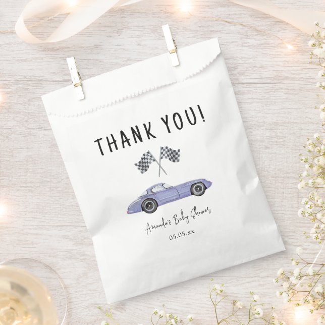 Race car Baby Shower - thank you Favor Bag (Clipped)