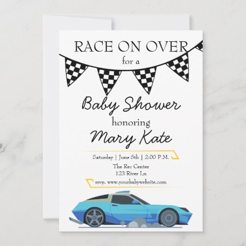 Race Car Baby Shower Theme Invitation