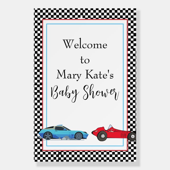 Race Car Baby Shower Welcome Sign (Front)