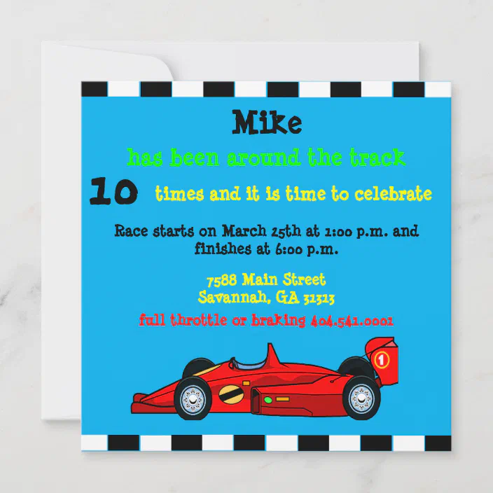 Race Car Birthday Announcement Zazzle Com