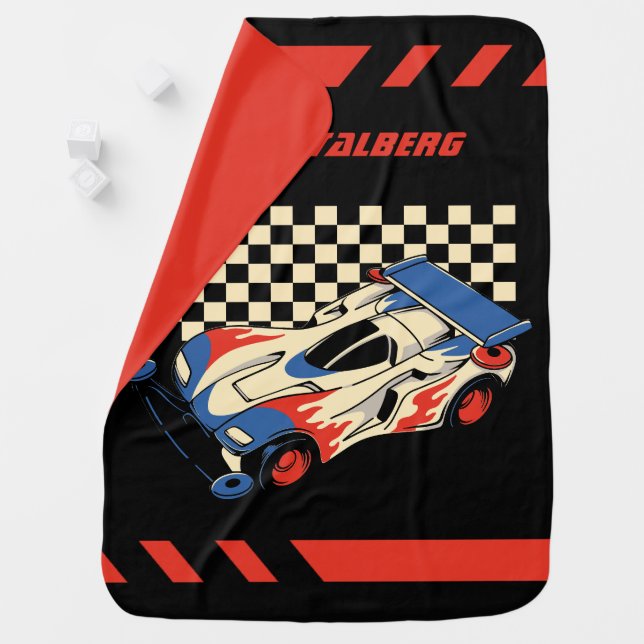 Race Car birthday Baby Blanket (In Situ)