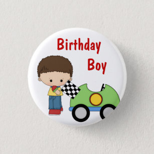 Race Car Birthday Boy Button