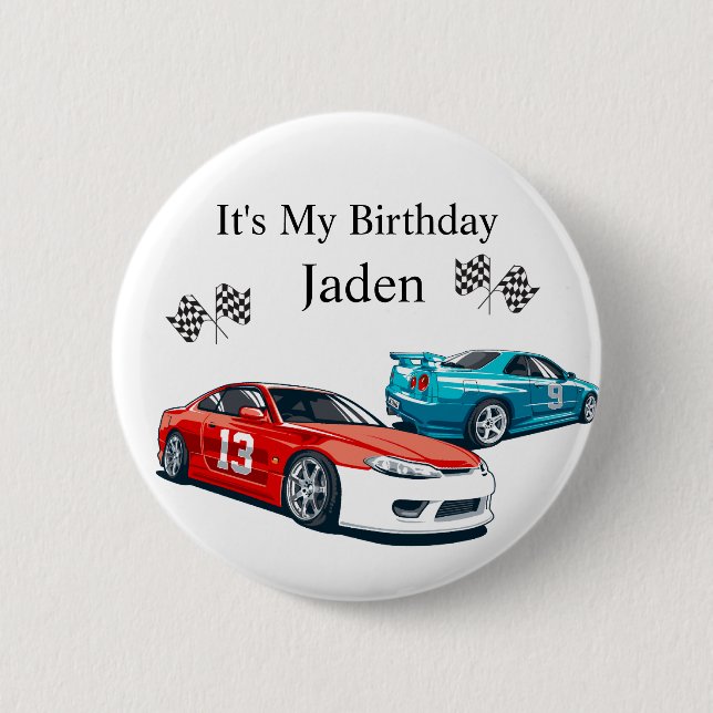 Race Car Birthday, Button (Front)