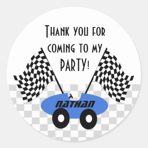 Race Car Birthday Classic Round Sticker