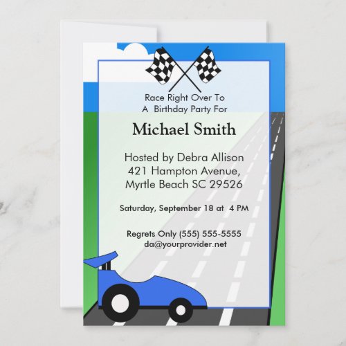 Race Car Birthday Invitation