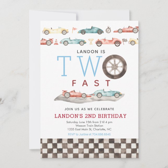 Race Car Birthday Invitation (Front)